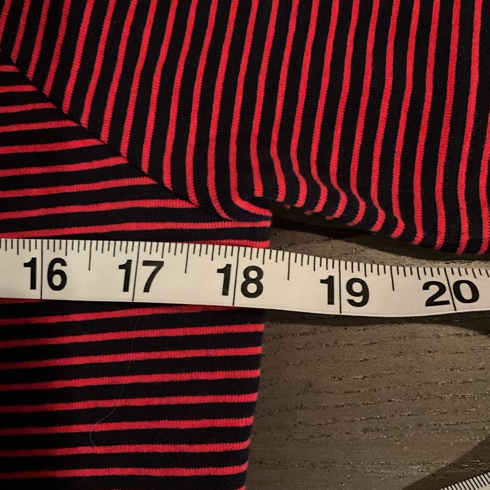 J. Crew Red and Black Striped Off-Shoulder Tee - Picture 3 of 8
